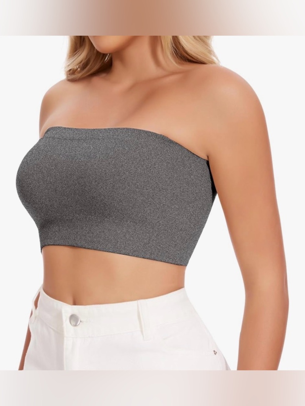 Joyshaper Strapless Grey Seamless Bandeau Crop Top nwt small women’s